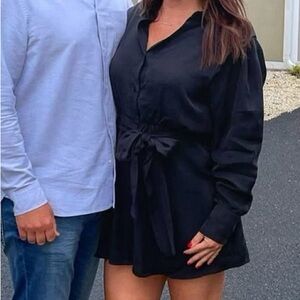 Zara Charcoal Long Sleeve Button Down Dress